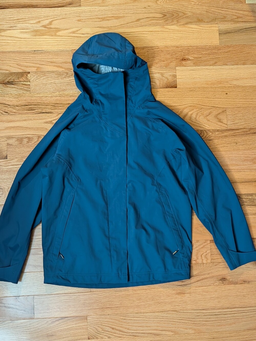 NAU Sequenchshell Jacket Womens M Blue Waterproof 3 Layer Hooded Rain Shell